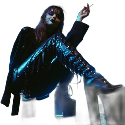 jacket, concept art, cyberpunk, woman transparent PNG cut-out