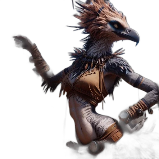 dragon, creature, animal, staff transparent PNG cut-out
