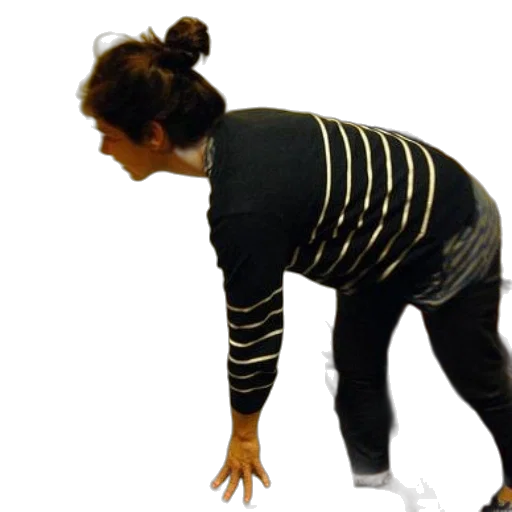 woman, striped, shirt, bending transparent PNG cut-out