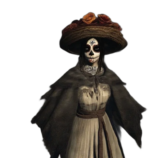 hat, staff, mask, dress transparent PNG cut-out