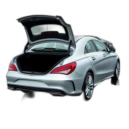 car, 3d render, silver, trunk transparent PNG cut-out
