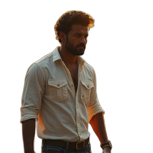 oil painting, vijay, half, term transparent PNG cut-out