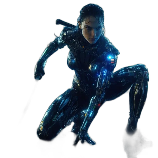 robot, concept art, cyberpunk, comic book art transparent PNG cut-out