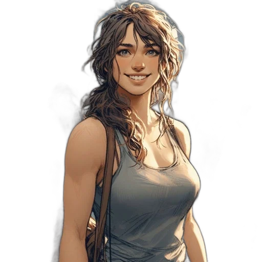dress, face, comic book art, fantasy art transparent PNG cut-out