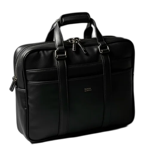 black, leather, briefcase, silver transparent PNG cut-out