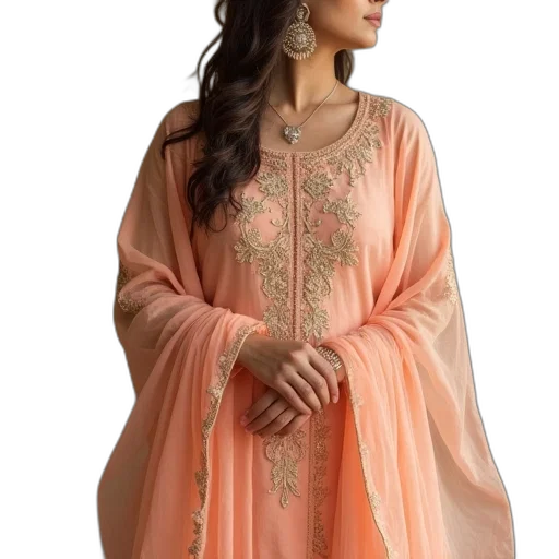 dress, golden, earth tones, peach transparent PNG cut-out