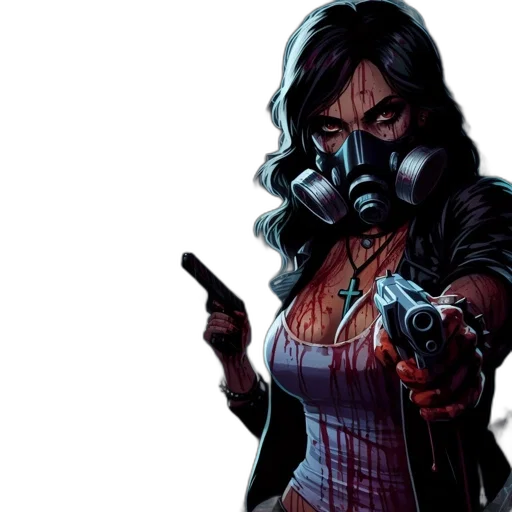 comic book art, concept art, cyberpunk, photorealistic transparent PNG cut-out
