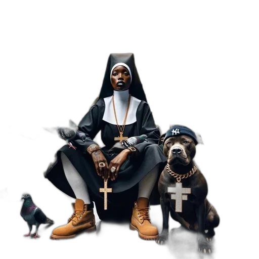 concept art, nun-like, figure, wearing transparent PNG cut-out