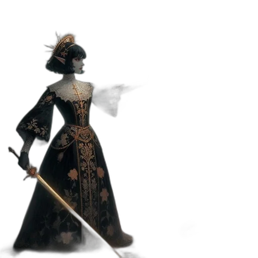 staff, sword, dress, crown transparent PNG cut-out