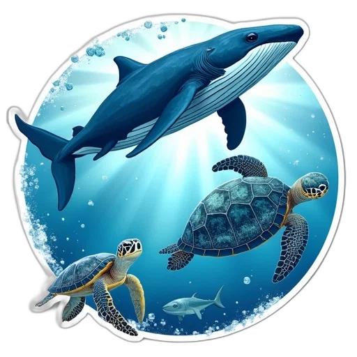 concept art, pixel art, underwater, whales transparent PNG cut-out