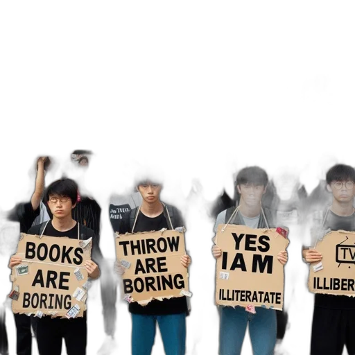 protestors, rally, books, education transparent PNG cut-out