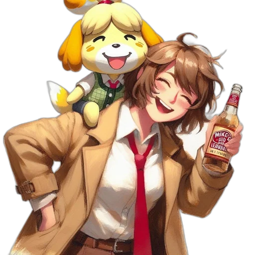 jacket, bottle, animal, staff transparent PNG cut-out