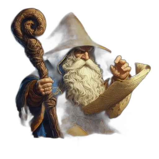 staff, hat, sword, fantasy art transparent PNG cut-out