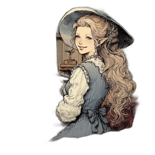 hat, dress, face, hair transparent PNG cut-out