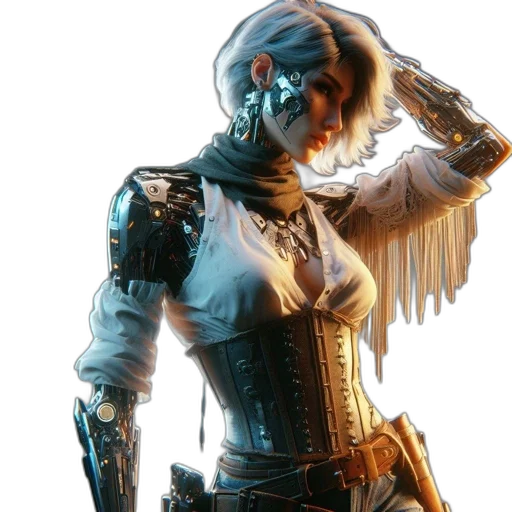 robot, weapon, staff, jacket transparent PNG cut-out