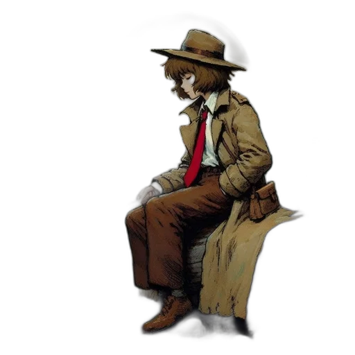 jacket, hat, staff, concept art transparent PNG cut-out
