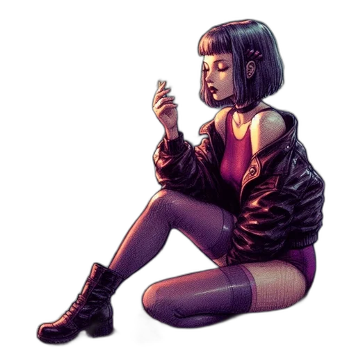 jacket, shoes, weapon, cyberpunk transparent PNG cut-out