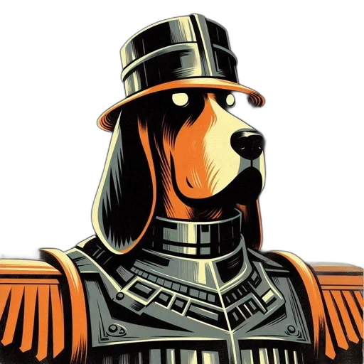 robot, animal, staff, comic book art transparent PNG cut-out