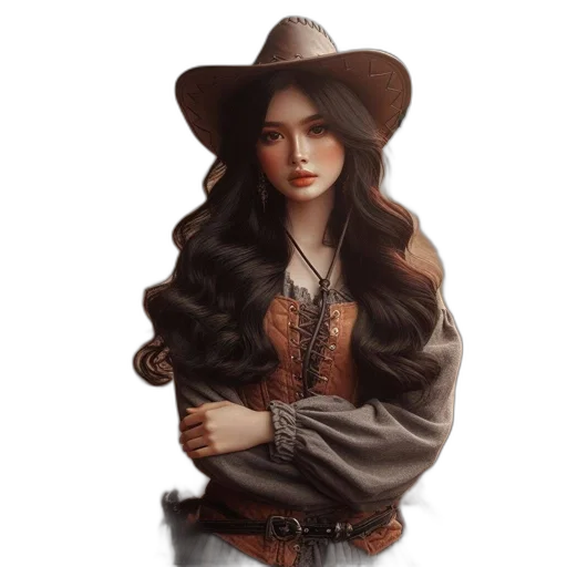 hair, hat, jacket, jewelry transparent PNG cut-out