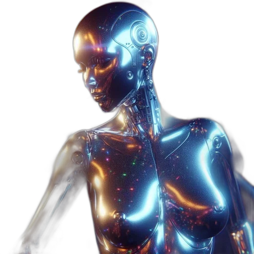 robot, 3d render, cyberpunk, concept art transparent PNG cut-out
