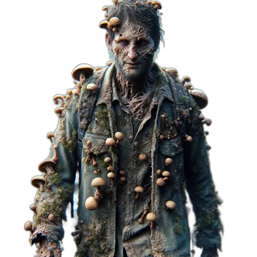 jacket, staff, face, creature transparent PNG cut-out