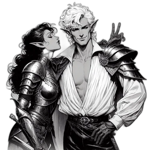comic book art, fantasy art, concept art, two transparent PNG cut-out