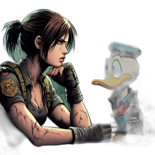 concept art, comic book art, cartoon, cyberpunk transparent PNG cut-out