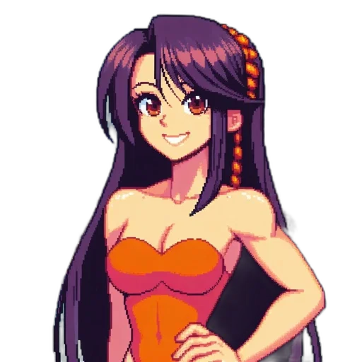 dress, staff, pixel art, anime transparent PNG cut-out