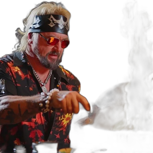 fire, bearded, man, bandana transparent PNG cut-out