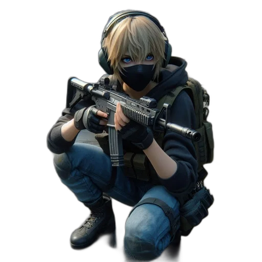 weapon, mask, face, jacket transparent PNG cut-out