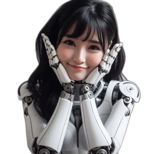 robot, face, 3d render, cyberpunk transparent PNG cut-out