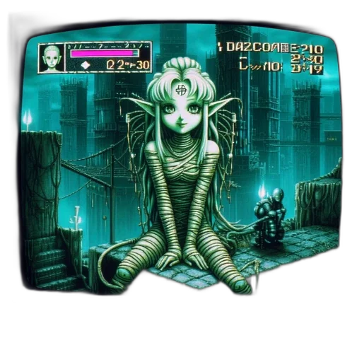 creature, cyberpunk, concept art, pixel art transparent PNG cut-out