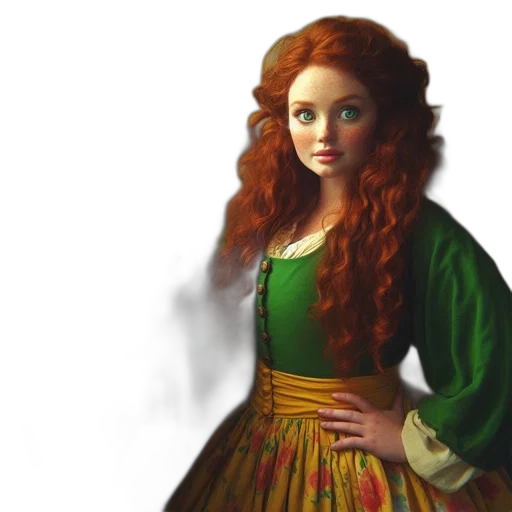 dress, fantasy art, photorealistic, oil painting transparent PNG cut-out