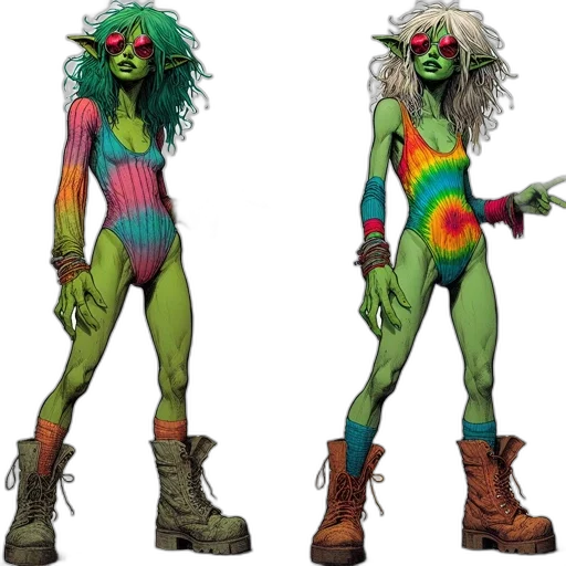 creature, concept art, neon, two transparent PNG cut-out