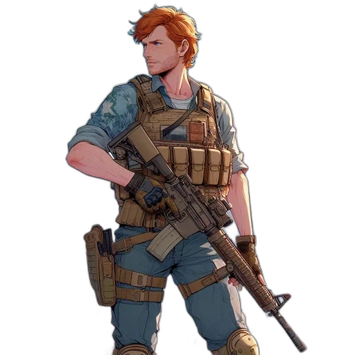 weapon, staff, jacket, concept art transparent PNG cut-out