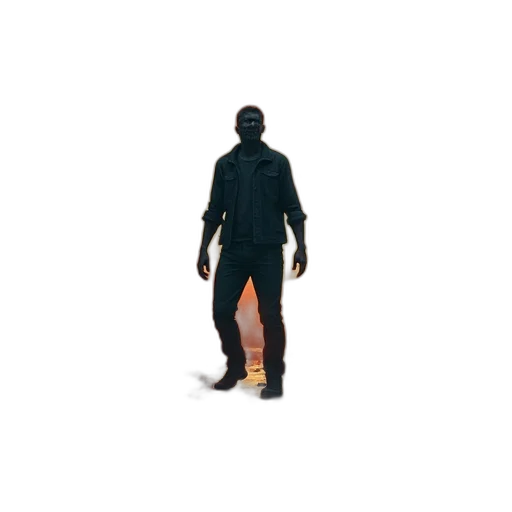mask, jacket, creature, staff transparent PNG cut-out