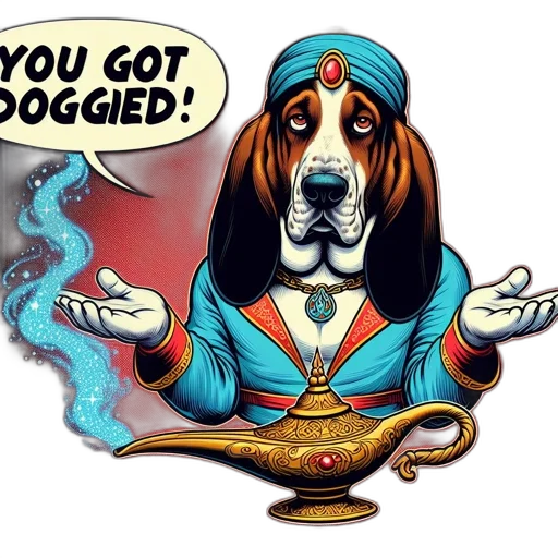 cartoon, comic book art, anthropomorphized, dog transparent PNG cut-out