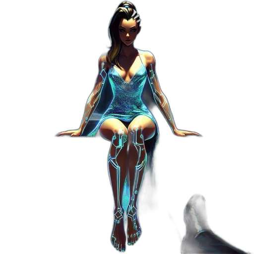 dress, robot, creature, staff transparent PNG cut-out