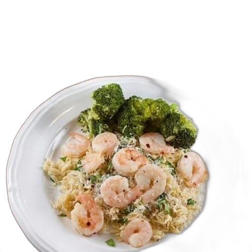 food, plate, shrimp, orzo transparent PNG cut-out