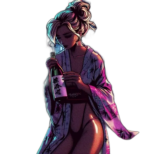 jacket, dress, bottle, staff transparent PNG cut-out