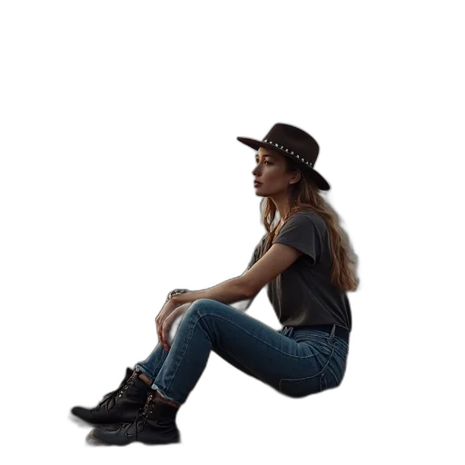 hat, photorealistic, concept art, woman transparent PNG cut-out