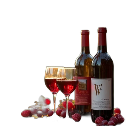 3d render, wine, bottles, two transparent PNG cut-out