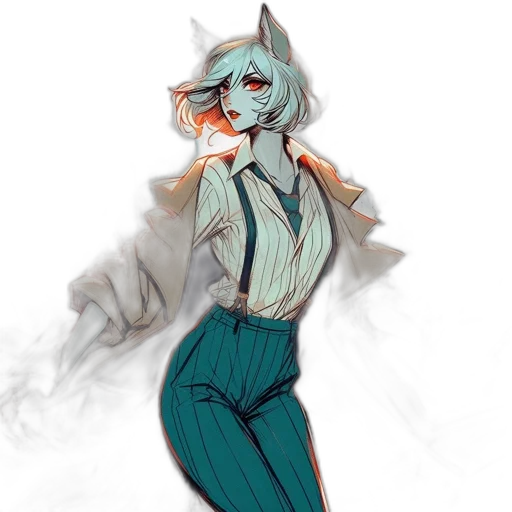 jacket, dress, creature, staff transparent PNG cut-out
