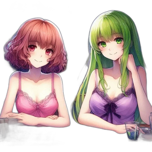 dress, anime, pixel art, watercolor transparent PNG cut-out