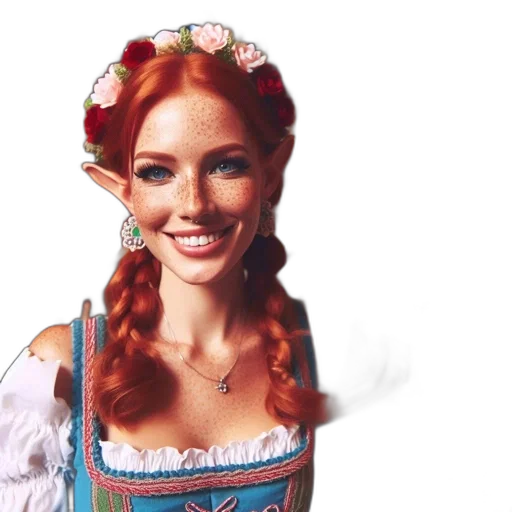dress, face, fantasy art, photorealistic transparent PNG cut-out
