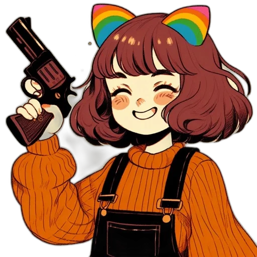 weapon, staff, jacket, hair transparent PNG cut-out