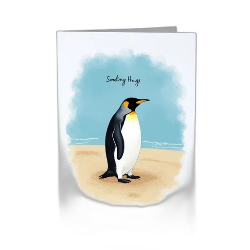 card, penguin, illustration, front transparent PNG cut-out