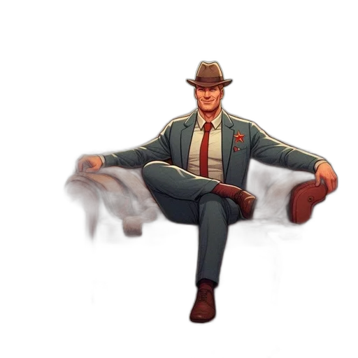 jacket, hat, staff, creature transparent PNG cut-out