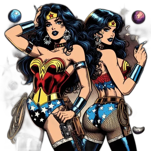 comic book art, concept art, cartoon, two transparent PNG cut-out