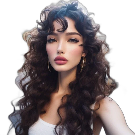hair, face, jewelry, photorealistic transparent PNG cut-out